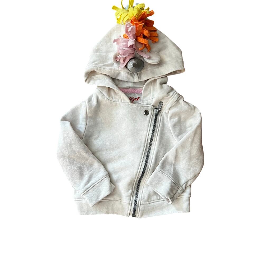 ❤️ 3/$25 Cat & Jack White Hoodie with Rainbow Unicorn Mane | 18mo